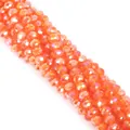 Faceted orange glass crystal wheel beads with AB rainbow coating for DIY jewelry making - 8mm (65 Pcs/Pack) / AB Light Orange Red