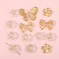 Mischung aus bernsteinfarbenen Acrylperlen mit Rosen- und Schmetterlingsanhängern für DIY - 12-28mm (Blende 1.5mm/20g Packung) / Transparent