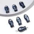 Perla a forma di pesce in ceramica blu scuro fatta a mano con finitura lucida smaltata - 2 Pezzi/Confezione (10x19mm) / Nero