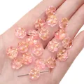 Pink glitter four-leaf clover glass flower beads for handmade DIY jewelry crafting - Deep Pink