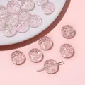 Pink embossed round flat glass beads with floral pattern for DIY jewelry making - 10 Pieces Pack / 13mm (Aperture approx. 1mm) / Girl Pink