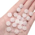 Translucent light pink clover glass beads for DIY jewelry making on silver pin - White Jade