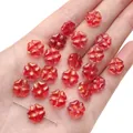 Sparkling red four-leaf clover glass beads with golden glitter for DIY jewelry making - Red