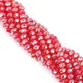 Faceted 6/8mm red crystal glass rondelle beads with aurora coating for DIY jewelry - 8mm (65 Pcs/Pack) / Iridescent Red