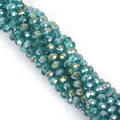 Lake green faceted crystal rondelle beads with AB coating for DIY jewelry making - 6mm (80-85 Pcs/Pack) / AB Peacock Green