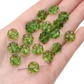 Green glass clover beads for jewelry making with transparent texture and center hole - Emerald Green