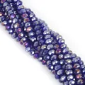 Dark blue faceted glass crystal rondelle beads with rainbow AB coating for DIY bracelets - 6mm (80-85 Pcs/Pack) / Dazzling Deep Blue