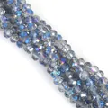 Strands of 6/8mm faceted glass crystal rondelle beads with rainbow AB coating for DIY jewelry - 6mm (80-85 Pcs/Pack) / Electroplated Ink Blue