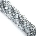 Faceted silver-grey glass rondelle beads for DIY jewelry making and bracelet crafting - 6mm (80-85 Pcs/Pack) / Half Silver Plated