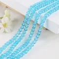 Sky blue faceted crystal rondelle glass beads for DIY jewelry making and bracelets - 8mm (65 Pcs/Pack) / Lake Blue