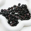 Diepzwarte acryl koffiebonen kralen met koperen lijn voor het maken van DIY sieraden - Zwart Rood Omrand