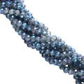 Faceted deep blue crystal rondelle beads with electroplated rainbow finish for jewelry - 6mm (80-85 Pcs/Pack) / Electroplated Ink Blue
