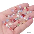 Perline di vetro iridescenti a forma di cuore da 6mm per creazione gioielli - 6mm / Cuore di Pesca (BBD229) / 20 Pezzi/Confezione / Multicolore