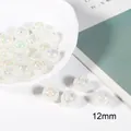 12mm iridescent white acrylic bubble beads with crackle effect for DIY jewelry making - 10pcs/Pack / White / 12mm