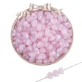 Lustrous pink iridescent heart-shaped acrylic beads in a decorative golden bow tray - Heart / 10x9mm (Approx. 50 Pcs) / Purple