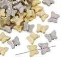 Schmetterlingsperlen für DIY-Schmuck in Gold und Silber mit realistischer Textur - Schmetterlings-Design / 30 Stück/Packung (10x12mm) / Mehrfarbig