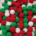 Red green and white fluffy pompoms for Christmas DIY crafts and clothing decor - 20 Pieces Set / Christmas Style / 3cm