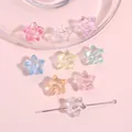 Colorful translucent acrylic star beads for DIY jewelry making and handmade crafts - Fat Star / 11x11mm (Thickness approx. 10mm, Hole approx. 2mm, Approx. 35 Pcs) / Random Mixed Colors