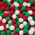 Colorful Christmas DIY pompoms in red, green and white for kids crafts and decorations - 30Pcs Pack / Christmas Style / 2.5cm
