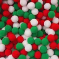 Christmas red white and green decorative plush pom-poms for DIY crafts and sewing - 50 Pieces / Christmas Style / 2.0cm