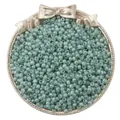 Pearlescent dusty green glass beads in a vintage gold bow tray for DIY jewelry making - Diameter 2mm Hole approx 0.6mm 20g/bag approx 2700pcs / Spring Blue