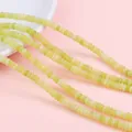 Flat round translucent light green stone beads for handmade DIY jewelry bracelets - 2x4mm (Hole Approx. 0.8mm), 38cm/Strand (Approx. 160 Beads) / Lemon Jade