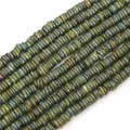 Strands of natural shell heishi disk beads in mixed green, blue and brown tones - 6mm (38cm/Strand, Approx 190-200 Pieces) / Olive Green