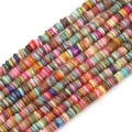 Rainbow-colored round shell spacer beads with natural luster for DIY jewelry making - 6mm (38cm/Strand, Approx 190-200 Pieces) / Light Mixed