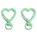 Two-piece heart-shaped spring clasp in mint green finish for DIY keychain crafts - Grass Green