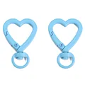 Sky blue heart-shaped alloy spring clasp set with swivel rings for DIY keychains - Blue
