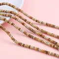 Flat natural stone heishi beads in earth tones for DIY jewelry making accessories - 2x4mm (Hole Approx. 0.8mm), 38cm/Strand (Approx. 160 Beads) / Picture Jasper