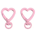 Pink heart-shaped lobster clasp connector with rotating ring for DIY keychains - Pink