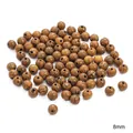 Perles en bois foncé 8mm faites à la main avec grain naturel pour bijoux DIY et bracelets - Perle Ronde (Bois de Wengé) / 8mm (50 pièces/paquet) / Couleur bois naturel