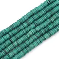 Flat round turquoise heishi shell beads strands for handmade DIY necklace jewelry making - 8mm (38cm/Strand, Approx 180-190 Pieces) / Malachite green