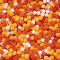 Colorful handmade DIY pompoms in bright orange, yellow, and white for creative crafts - Pack of 200 / Orange Series / 0.8cm