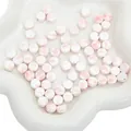 Pink and white marble ceramic flat beads for DIY bracelet making and jewelry crafts - Round Shape / 5 Pieces/Pack (4x8mm) / Light Pink