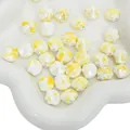 6x15mm cream white ceramic beads with yellow marble texture and threading holes - Shell / 5 Pieces/Pack (14x12mm) / Yellow