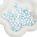 Rectangle 6x15mm ceramic beads with blue marble glaze for DIY jewelry making - Round Shape / 5 Pieces/Pack (4x8mm) / Blue