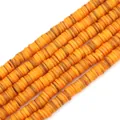 Strand of orange heishi beads with brown marble texture for DIY jewelry making - 8mm (38cm/Strand, Approx 180-190 Pieces) / Orange