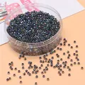 2,5 mm Glasperlen mit dunklem irisierendem Metallic-Effekt für DIY-Schmuckherstellung - 2,5 mm (Öffnung 1 mm, 10 g/Packung) / Schwarz