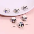 Rectangle 6x15mm ceramic beads in white glaze with blue and purple spots for DIY jewelry - Watermelon Beads / 5 Pieces/Pack (13x12mm) / White and Grey
