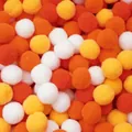 Colorful plush pom-poms in white, yellow, and orange for creative DIY crafts - 20 Pieces Set / Orange Series / 3cm