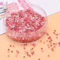 2,5 mm gemischte rosa irisierende Glasperlen in einer Runddose für DIY-Schmuck - 2,5 mm (Öffnung 1 mm, 10 g/Packung) / Rot-Mix