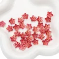 Sparkling gradient red floral beads with gold glitter for DIY jewelry making and crafts - 13x12mm (10 Pieces/Pack) / Gold Red