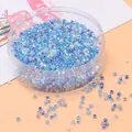 2,5 mm blaue irisierende Glasperlen für DIY-Schmuck in einer runden Kunststoffbox - 2,5 mm (Öffnung 1 mm, 10 g/Packung) / Blau-Mix