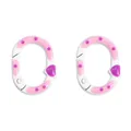 Oval heart spring ring keychain clasp with pink stripes and purple polka dots in white - 1 Piece/Pack (Approx. 20×28mm) / White