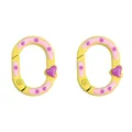 Yellow oval heart keychain ring with pink enamel and purple dots pattern finish - 1 Piece/Pack (Approx. 20×28mm) / Yellow