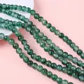 Round green jade chalcedony beads with natural patterns for DIY jewelry making - Natural Huaqing Jade / 8mm