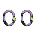 Black oval alloy keychain with purple patterns and yellow heart polka dots decoration - 1 Piece/Pack (Approx. 20×28mm) / Black