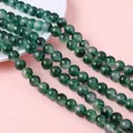 Polished green jadeite beads necklace with natural textures for jewelry making - Natural Huaqing Jade / 10mm